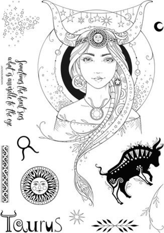Pink Ink Designs Astrologie Series Taurus Secret Romantic A5 Clear Stamps (PI207)