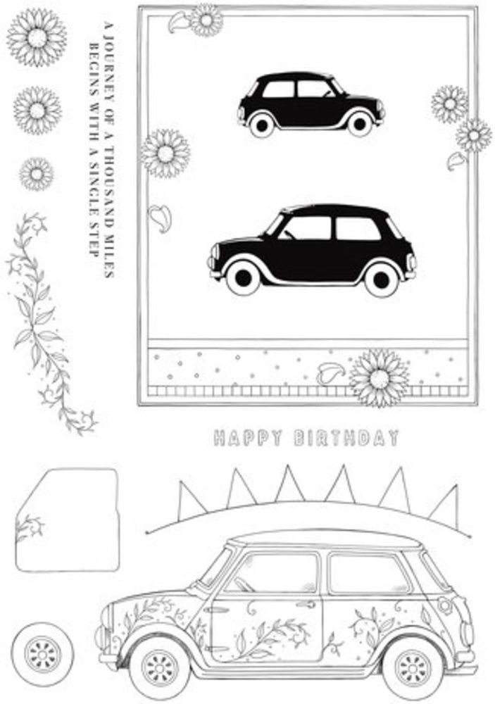 Pink Ink Designs Wheels Series Mini Driver A5 Clear Stamps (PI209)