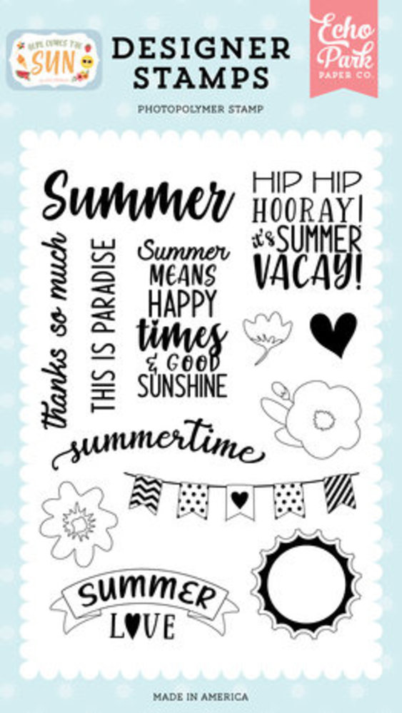 Echo Park Here Comes The Sun Summer Love Clear Stamps (HCTS311044)