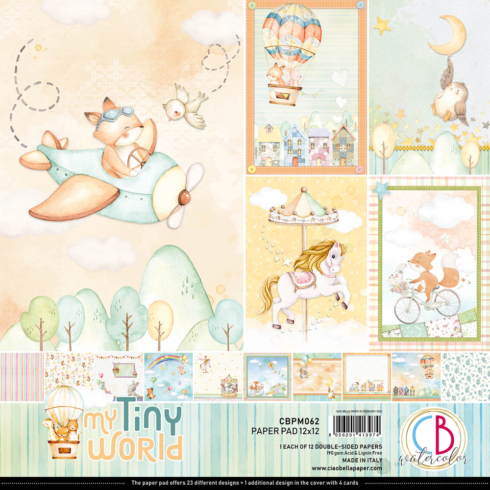 Ciao Bella Papercrafting My Tiny World 12x12 Inch Paper Pad (CBPM062) Ciao Bella Papercrafting My Tiny World 12x12 Inch Paper Pad (CBPM062)