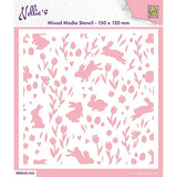 Nellie Snellen Background Rabbit and Tulips Masking Stencil (MMS4K-043)