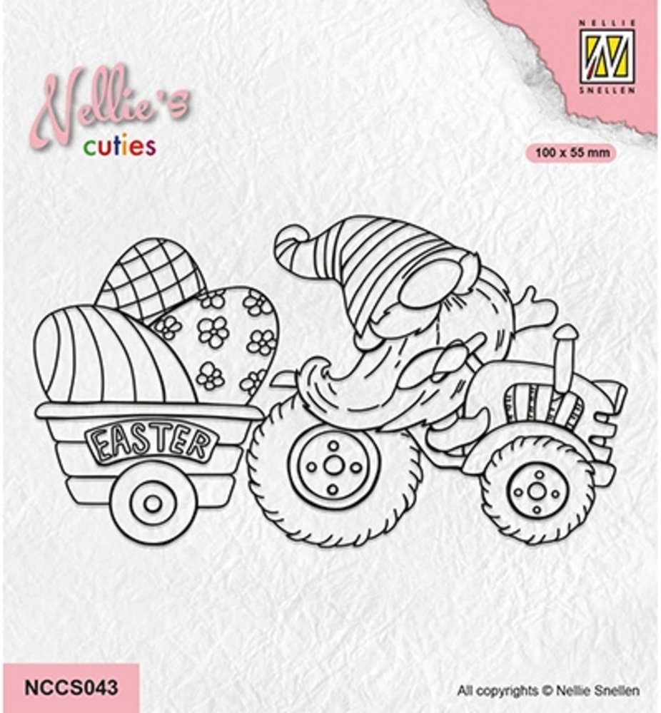 Nellie Snellen Clear Stamp Easter Gnome on Tractor (NCCS043) Nellie Snellen Clear Stamp Easter Gnome on Tractor (NCCS043)
