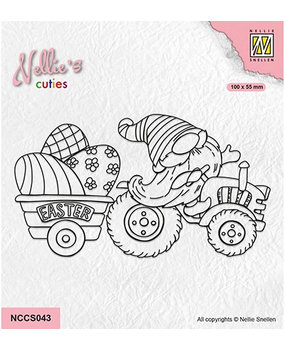 Nellie Snellen Clear Stamp Easter Gnome on Tractor (NCCS043) Nellie Snellen Clear Stamp Easter Gnome on Tractor (NCCS043)