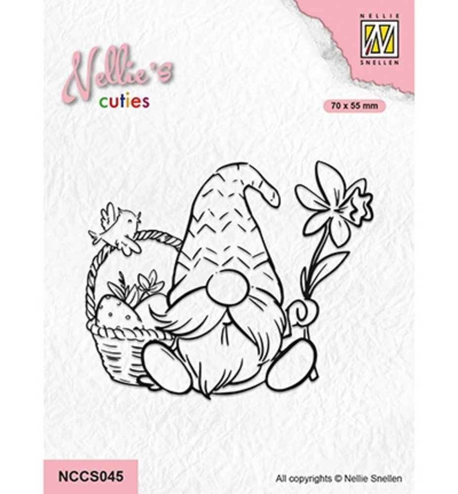 Nellie Snellen Clear Stamp Gnome with Easter Basket (NCCS045)