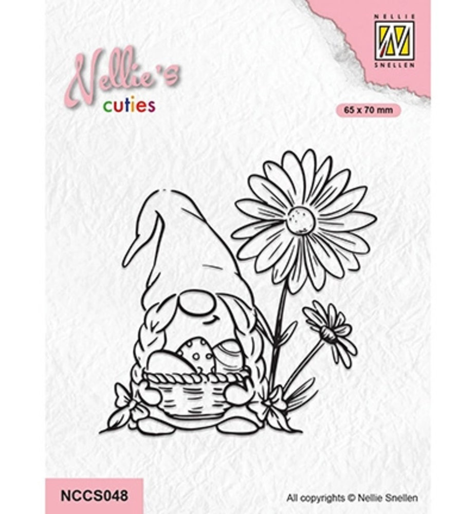 Nellie Snellen Clear Stamp Easter Gnome with Flowers (NCCS048) Nellie Snellen Clear Stamp Easter Gnome with Flowers (NCCS048)