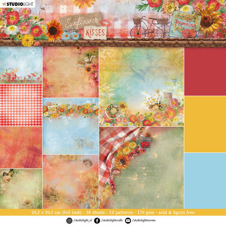 Studio Light Sunflower Kisses 8x8 Inch Paper Pad Backgrounds (SL-SK-PP88) Studio Light Sunflower Kisses 8x8 Inch Paper Pad Backgrounds (SL-SK-PP88)