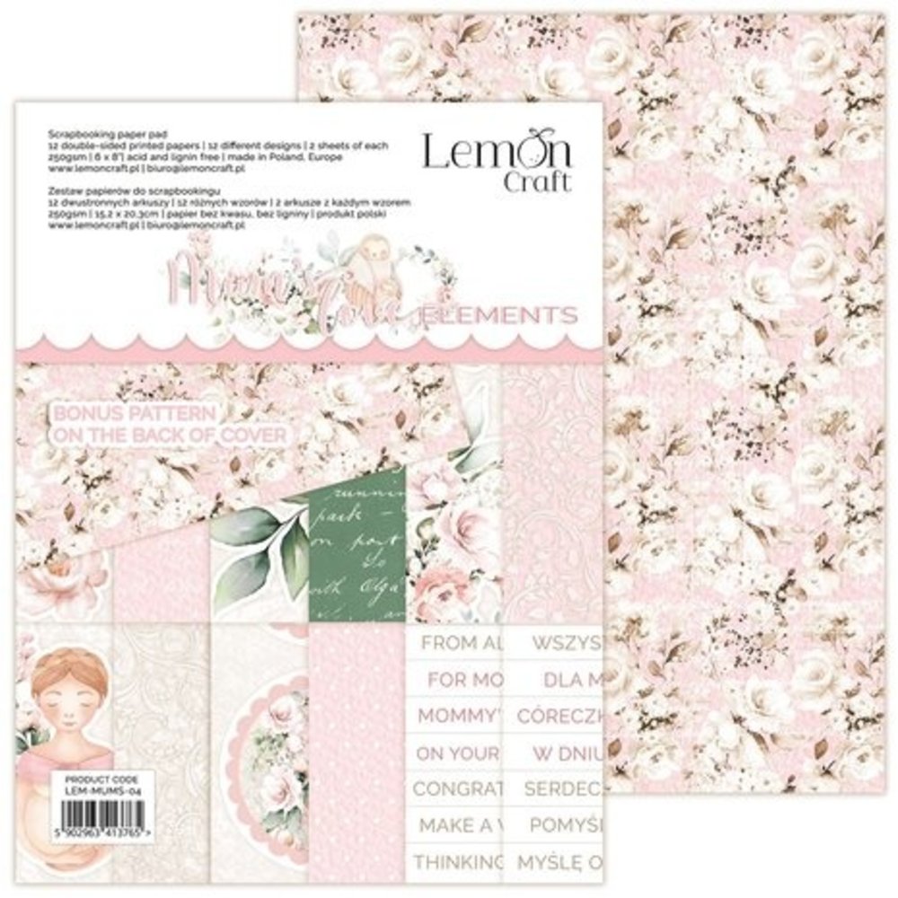 LemonCraft Mums' Love Elements 6x8 Inch Paper Pad (LEM-MUMS-04) LemonCraft Mums' Love Elements 6x8 Inch Paper Pad (LEM-MUMS-04)