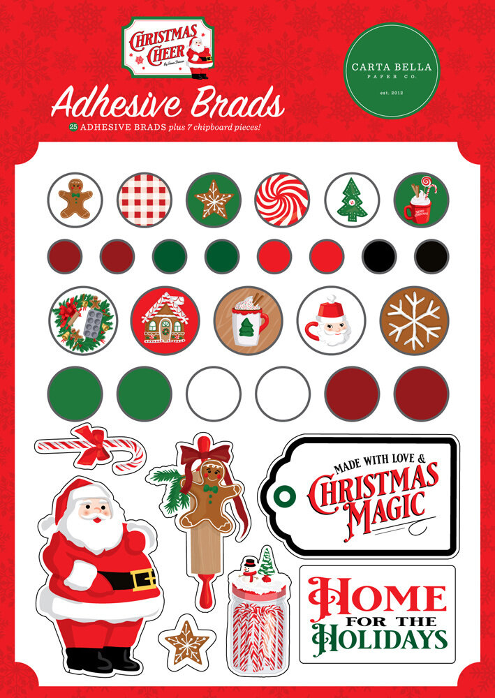 Carta Bella Christmas Cheer Adhesive Brads (CBCHR141020)