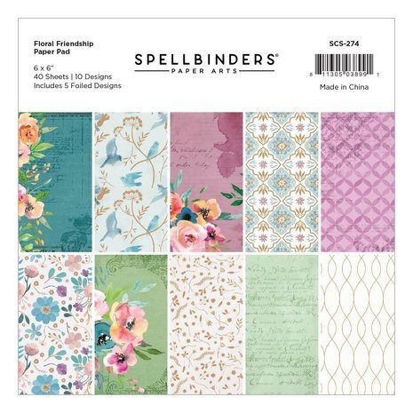 Spellbinders Floral Friendship 6x6 Inch Paper Pad (SCS-274) Spellbinders Floral Friendship 6x6 Inch Paper Pad (SCS-274)