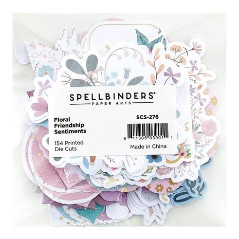 Spellbinders Floral Friendship Printed Die Cut Sentiments (SCS-276)