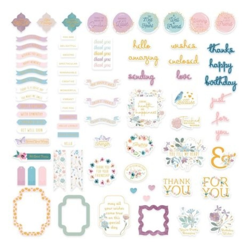 Spellbinders Floral Friendship Printed Die Cut Sentiments (SCS-276)
