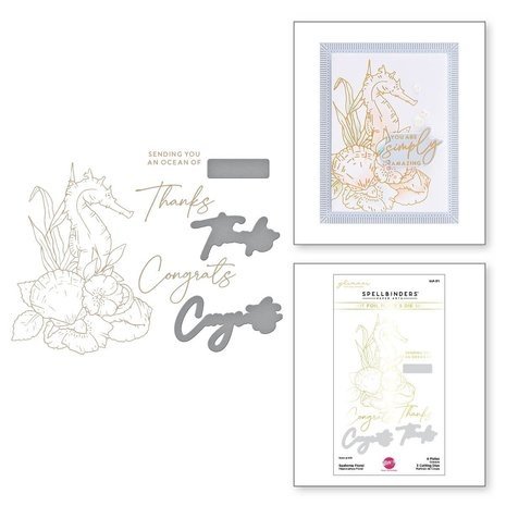 Spellbinders Seahorse Kisses Seahorse Floral Glimmer Hot Foil Plate & Die Set (GLP-371) Spellbinders Seahorse Kisses Seahorse Floral Glimmer Hot Foil Plate & Die Set (GLP-371)