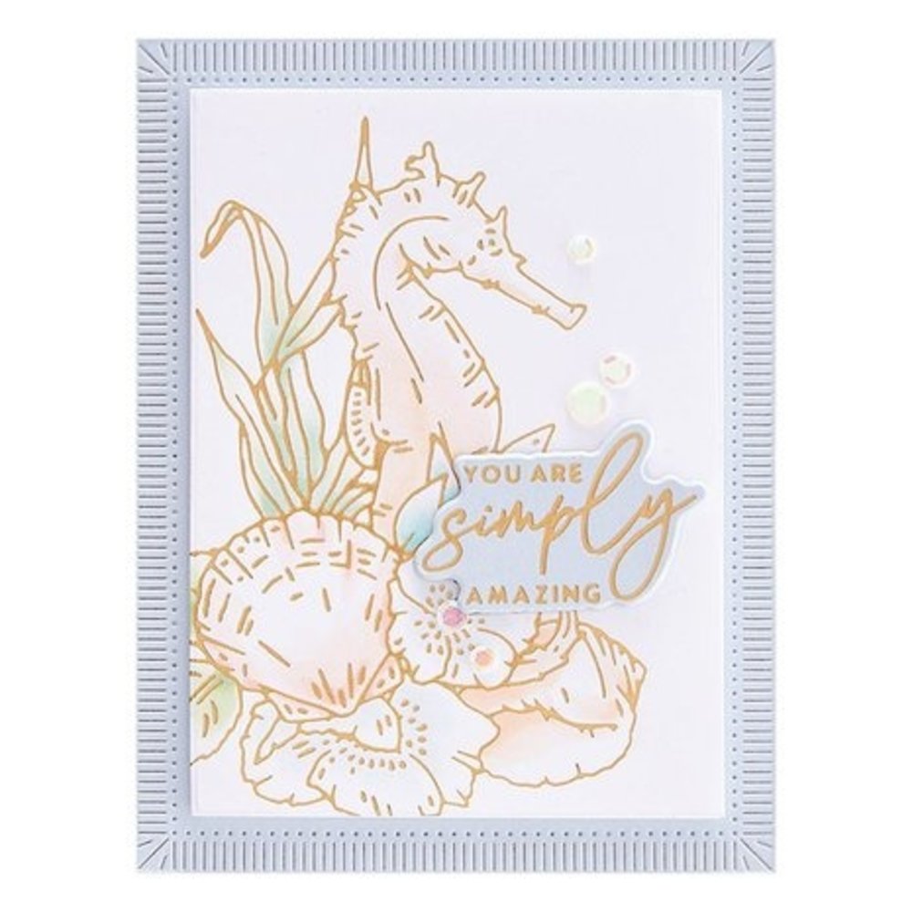 Spellbinders Seahorse Kisses Seahorse Floral Glimmer Hot Foil Plate & Die Set (GLP-371) Spellbinders Seahorse Kisses Seahorse Floral Glimmer Hot Foil Plate & Die Set (GLP-371)