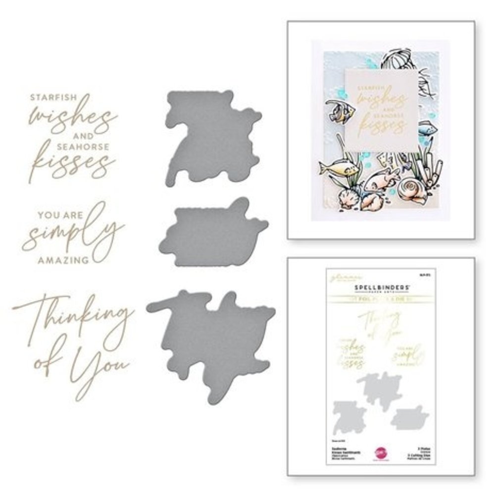 Spellbinders Seahorse Kisses Sentiments Glimmer Hot Foil Plate & Die Set (GLP-372) Spellbinders Seahorse Kisses Sentiments Glimmer Hot Foil Plate & Die Set (GLP-372)