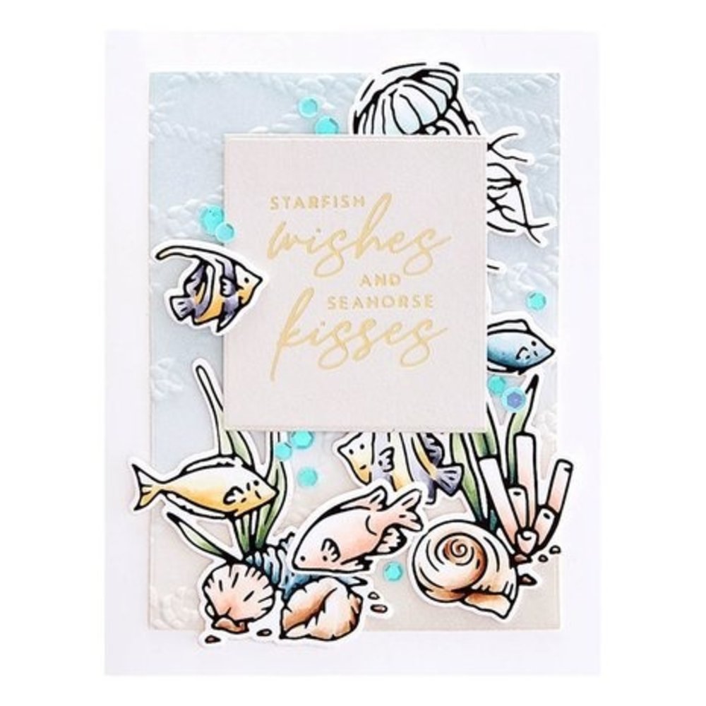 Spellbinders Seahorse Kisses Sentiments Glimmer Hot Foil Plate & Die Set (GLP-372) Spellbinders Seahorse Kisses Sentiments Glimmer Hot Foil Plate & Die Set (GLP-372)