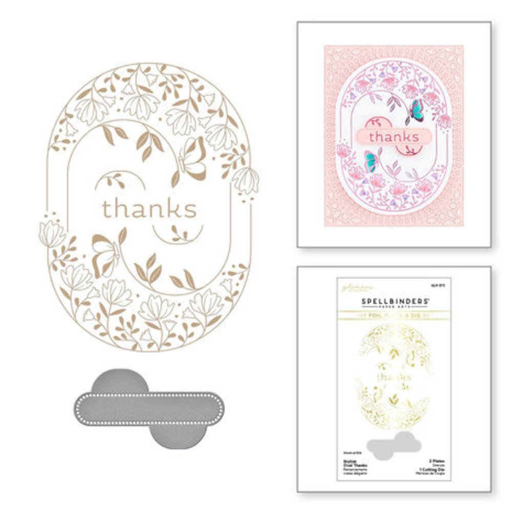 Spellbinders Stylish Ovals Thanks Glimmer Hot Foil Plate & Die Set (GLP-373) Spellbinders Stylish Ovals Thanks Glimmer Hot Foil Plate & Die Set (GLP-373)