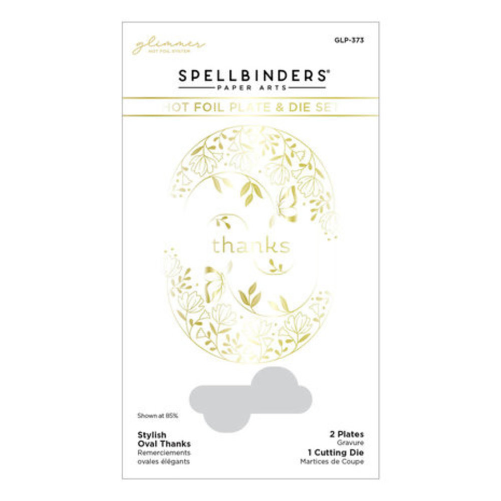 Spellbinders Stylish Ovals Thanks Glimmer Hot Foil Plate & Die Set (GLP-373) Spellbinders Stylish Ovals Thanks Glimmer Hot Foil Plate & Die Set (GLP-373)