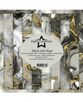 Paper Favourites Black Ink Drops 12x12 Inch Paper Pack (PF441)