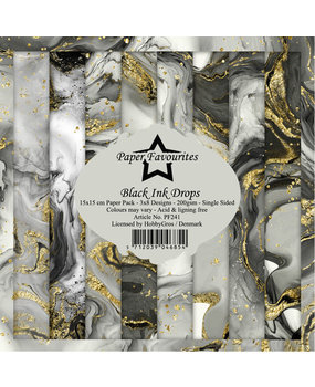 Paper Favourites Black Ink Drops 6x6 Inch Paper Pack (PF241)