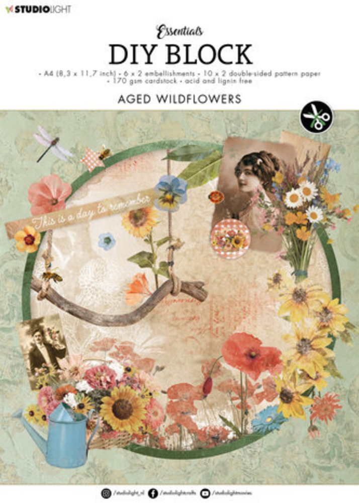 Studio Light Aged Wildflowers A4 DIY Block (SL-ES-DCB45) Studio Light Aged Wildflowers A4 DIY Block (SL-ES-DCB45)