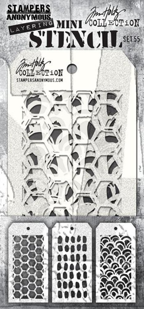 Stampers Anonymous Tim Holtz Mini Layering Stencil Set 55 (THMST055) Stampers Anonymous Tim Holtz Mini Layering Stencil Set 55 (THMST055)