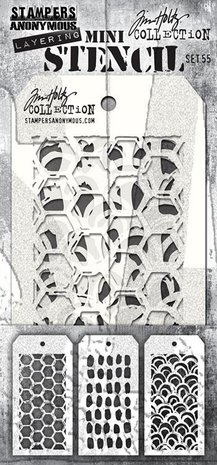 Stampers Anonymous Tim Holtz Mini Layering Stencil Set 55 (THMST055) Stampers Anonymous Tim Holtz Mini Layering Stencil Set 55 (THMST055)