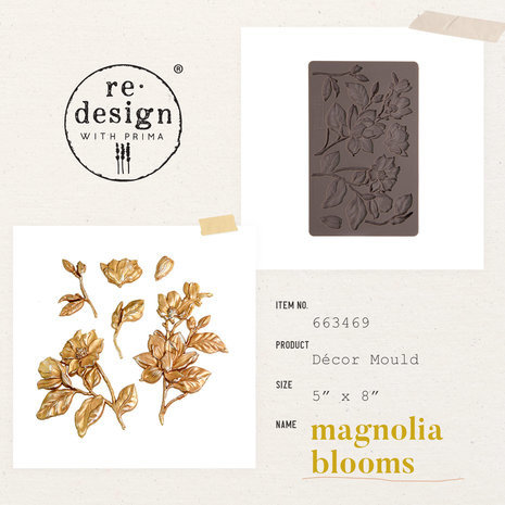 Re-Design Magnolia Blooms 5x8 Inch Decor Mould (663469) Re-Design Magnolia Blooms 5x8 Inch Decor Mould (663469)