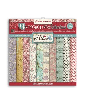 Stamperia Alice Backgrounds 8x8 Inch Paper Pack (SBBS46) Stamperia Alice Backgrounds 8x8 Inch Paper Pack (SBBS46)