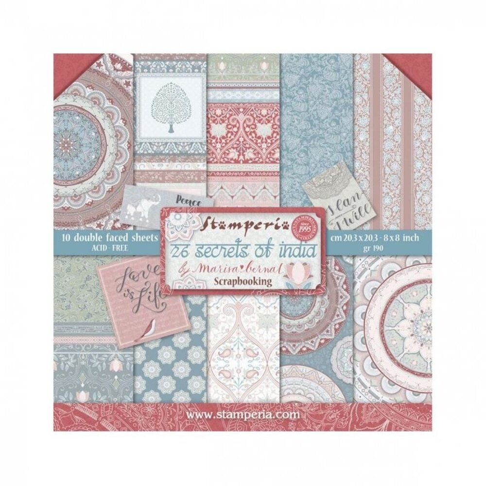 Stamperia 26 Secrets of India 8x8 Inch Paper Pack (SBBS14)