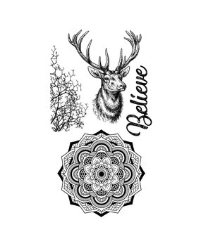 Stamperia Natural Rubber Stamp Cosmos Deer (WTKCCR03)