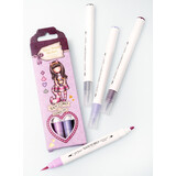 Gorjuss Wonderland Fiber Brush Markers Purples/Grey (4pcs) (GOR-WL-FBLM09)