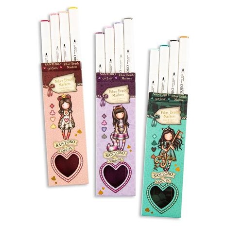 Gorjuss Wonderland Fiber Brush Markers Purples/Grey (4pcs) (GOR-WL-FBLM09)