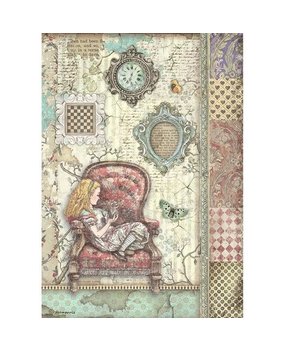Stamperia Alice Alice on the Chair Rice Paper A4 (DFSA4765)* Stamperia Alice Alice on the Chair Rice Paper A4 (DFSA4765)*