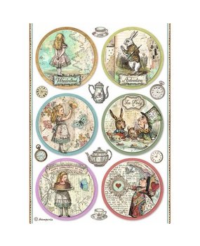 Stamperia Alice Rounds Rice Paper A4 (DFSA4766) Stamperia Alice Rounds Rice Paper A4 (DFSA4766)