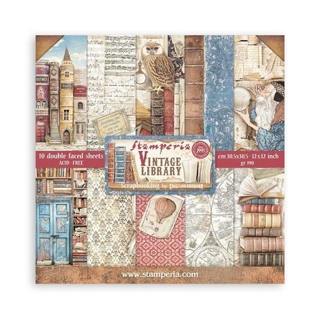 Stamperia Vintage Library 12x12 Inch Paper Pack (SBBL132) Stamperia Vintage Library 12x12 Inch Paper Pack (SBBL132)