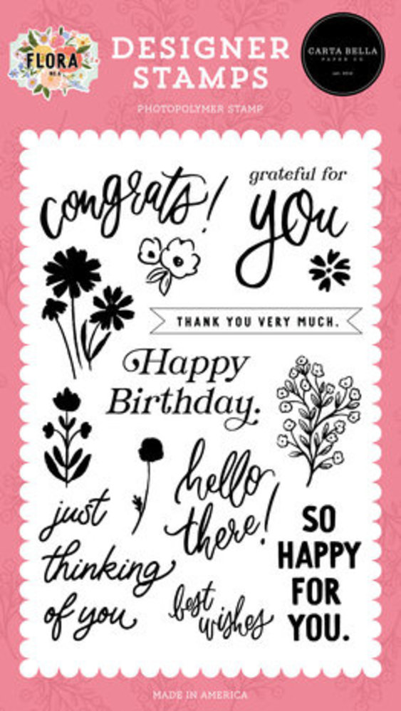 Carta Bella Flora No.6 Grateful For You Clear Stamps (CBFRN316040) Carta Bella Flora No.6 Grateful For You Clear Stamps (CBFRN316040)