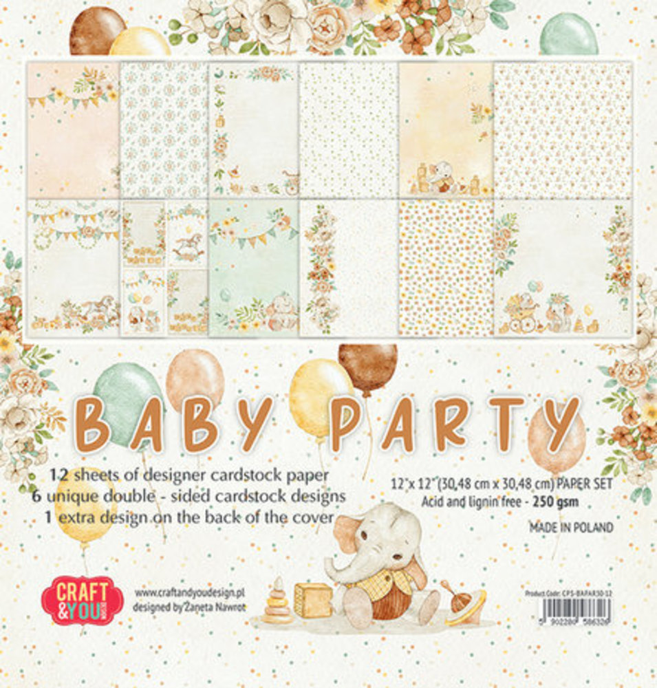 Craft & You Baby Party 12x12 Inch Paper Pack (CPS-BAPAR30-12) Craft & You Baby Party 12x12 Inch Paper Pack (CPS-BAPAR30-12)