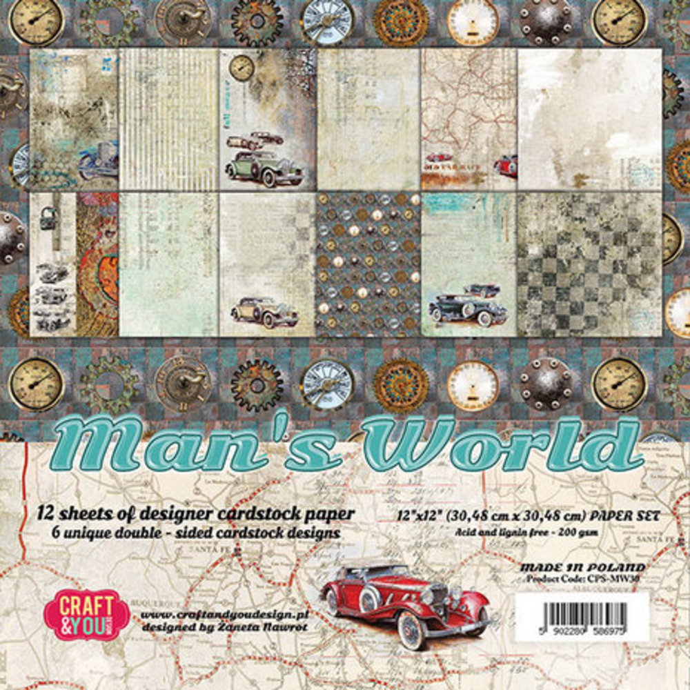Craft & You Man's World 12x12 Inch Paper Pack (CPS-MAN30)