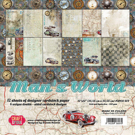 Craft & You Man's World 12x12 Inch Paper Pack (CPS-MAN30)