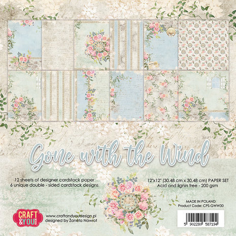 Craft & You Gone With The Wind 12x12 Inch Paper Pack (CPS-GWW30) Craft & You Gone With The Wind 12x12 Inch Paper Pack (CPS-GWW30)