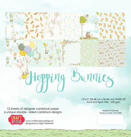 Craft & You Hopping Bunnies 12x12 Inch Paper Pack (CPS-HBU30)