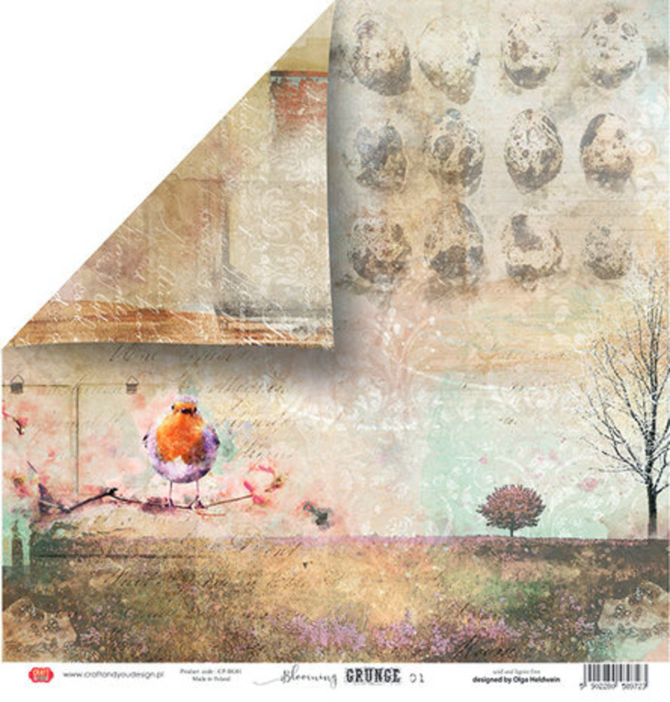 Craft & You Blooming Grunge 12x12 Inch Paper Pack (CPB-BG30)