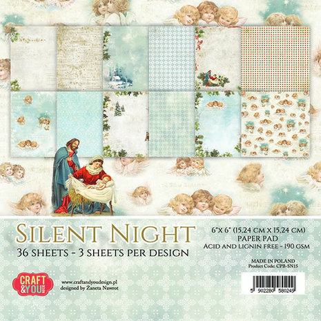 Craft & You Silent Night 6x6 Inch Paper Pack (CPB-SN15) Craft & You Silent Night 6x6 Inch Paper Pack (CPB-SN15)
