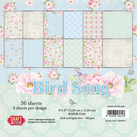 Craft & You Bird Song 6x6 Inch Paper Pack (CPB-BS15) Craft & You Bird Song 6x6 Inch Paper Pack (CPB-BS15)