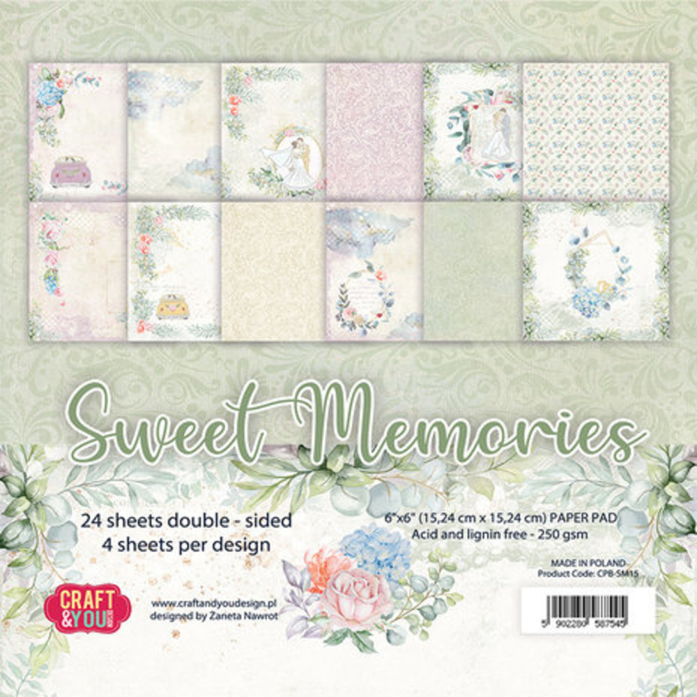 Craft & You Sweet Memories 6x6 Inch Paper Pack (CPB-SM15)