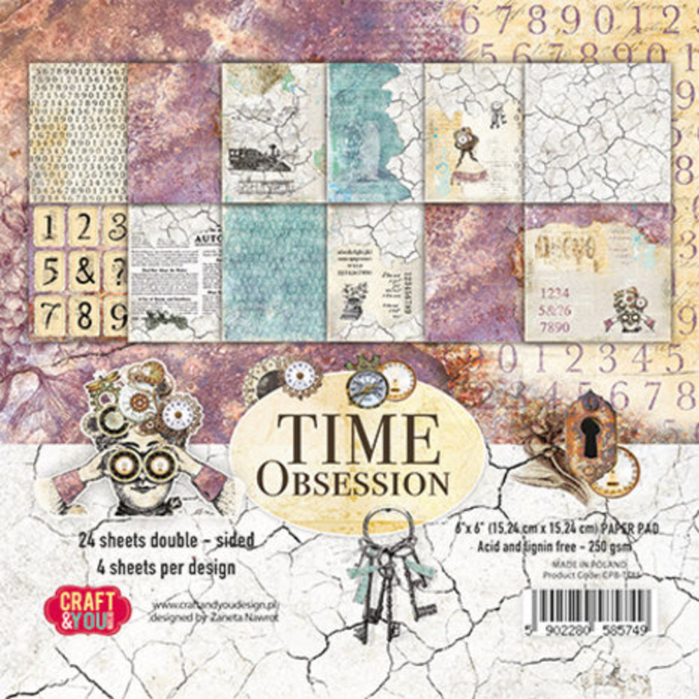 Craft & You Time Obsession 6x6 Inch Paper Pack (CPB-TO15)