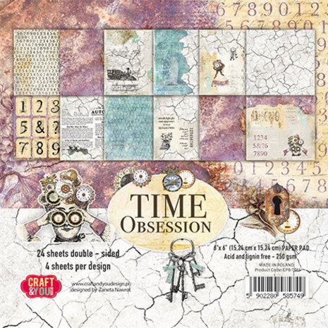 Craft & You Time Obsession 6x6 Inch Paper Pack (CPB-TO15)