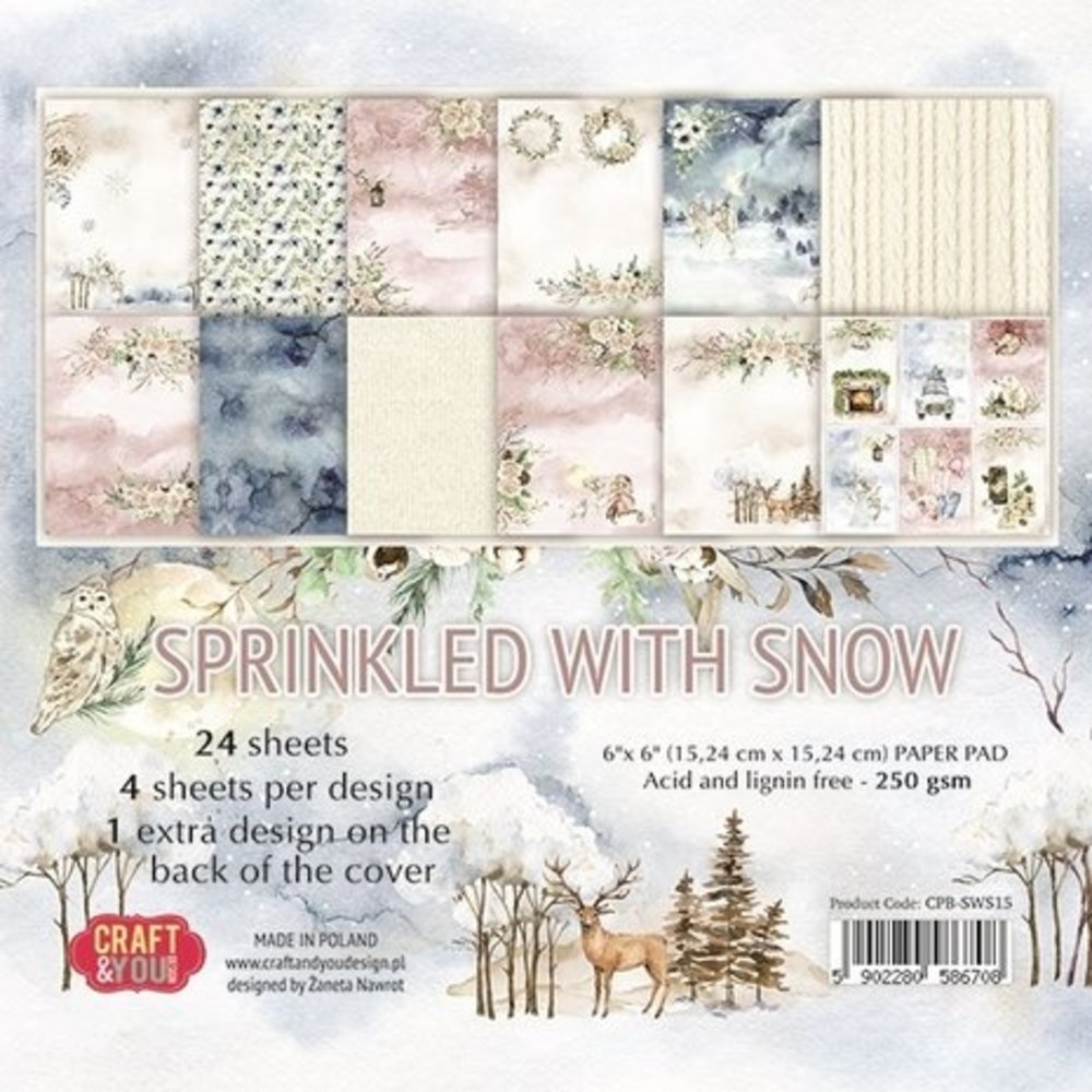 Craft & You Sprinkled With Snow 6x6 Inch Paper Pack (CPB-SWS15)