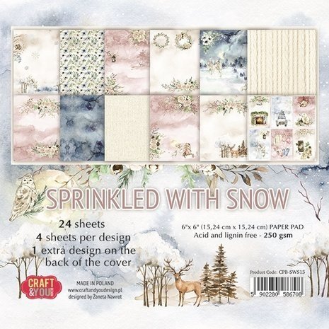 Craft & You Sprinkled With Snow 6x6 Inch Paper Pack (CPB-SWS15)