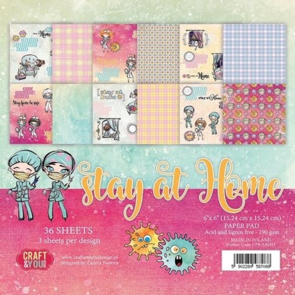 Craft & You Stay At Home 6x6 Inch Paper Pack (CPB-SAH15)